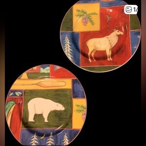 2 American Atelier Salad Plates Northern Nights Design Discontinued 8 1/8